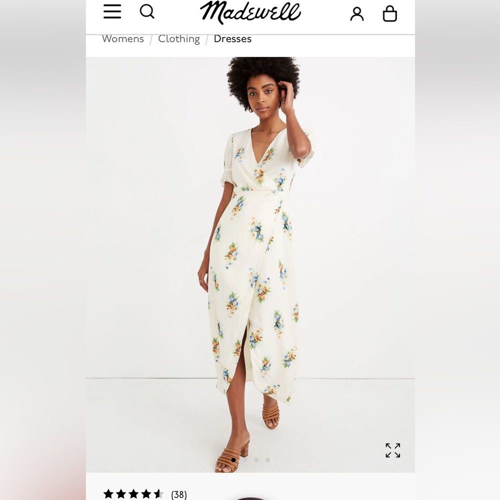 NWT MADEWELL Magdalena Floral Wrap Midi Dress Ruffle Antique lace Wedding XS S
